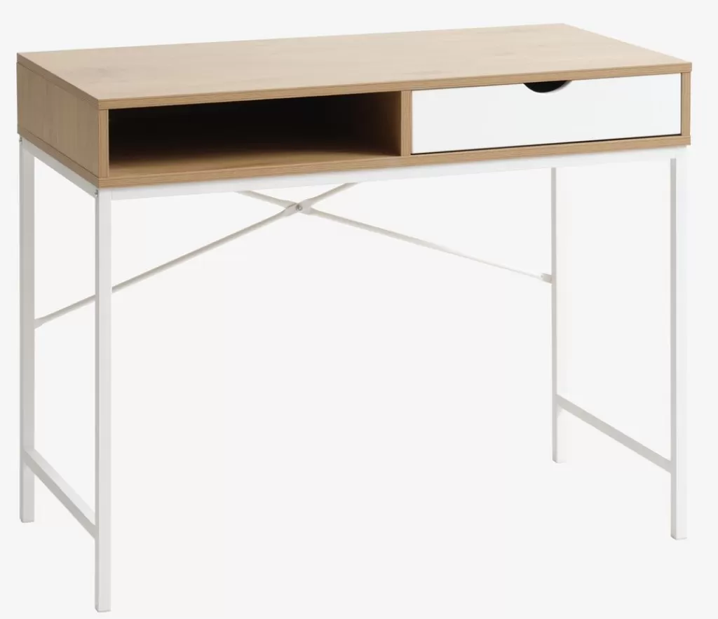 Clearance TRAPPEDAL Biurko 48x95 1 szuflada kolor dębu/biały dębowy+biały