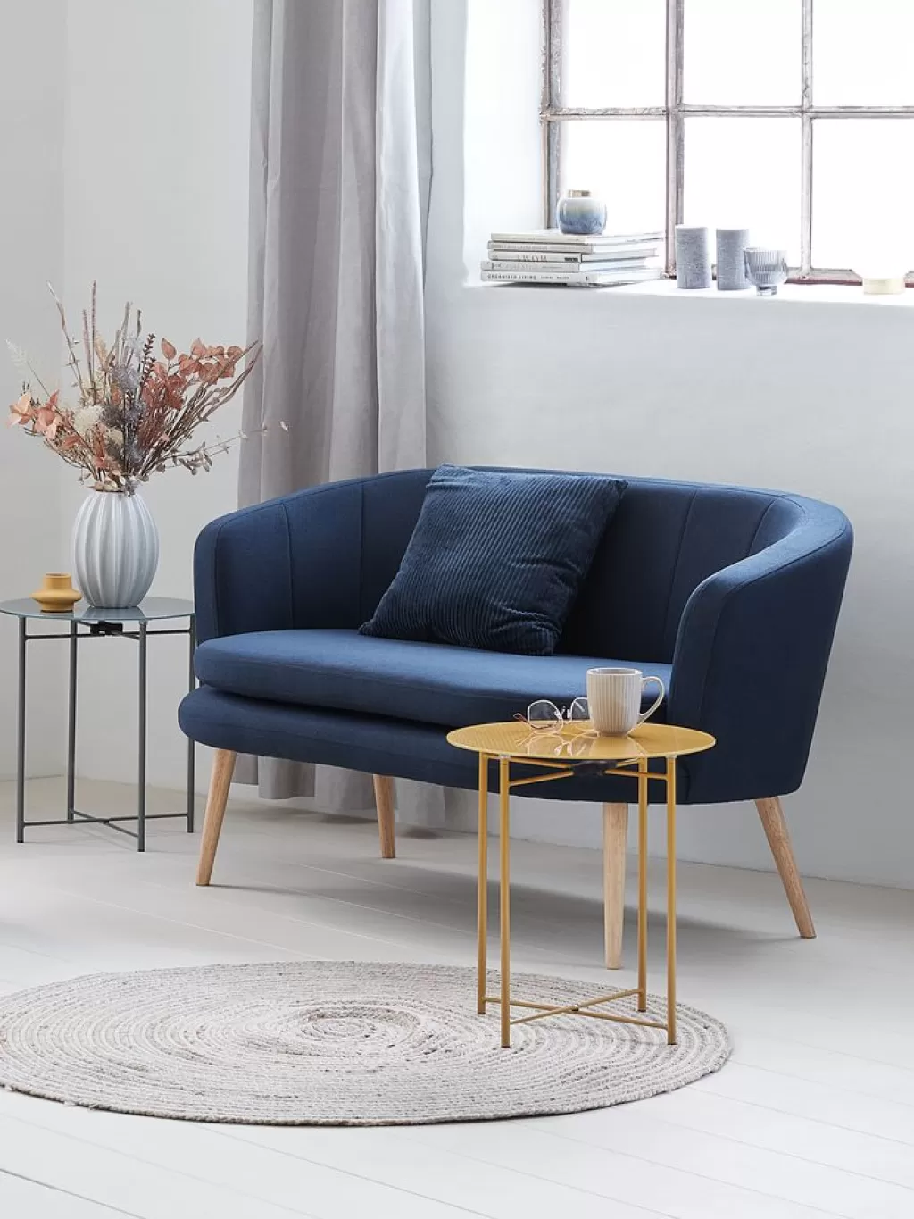 Cheap GISTRUP Kanapa 2-miejscowa tkanina granatowy