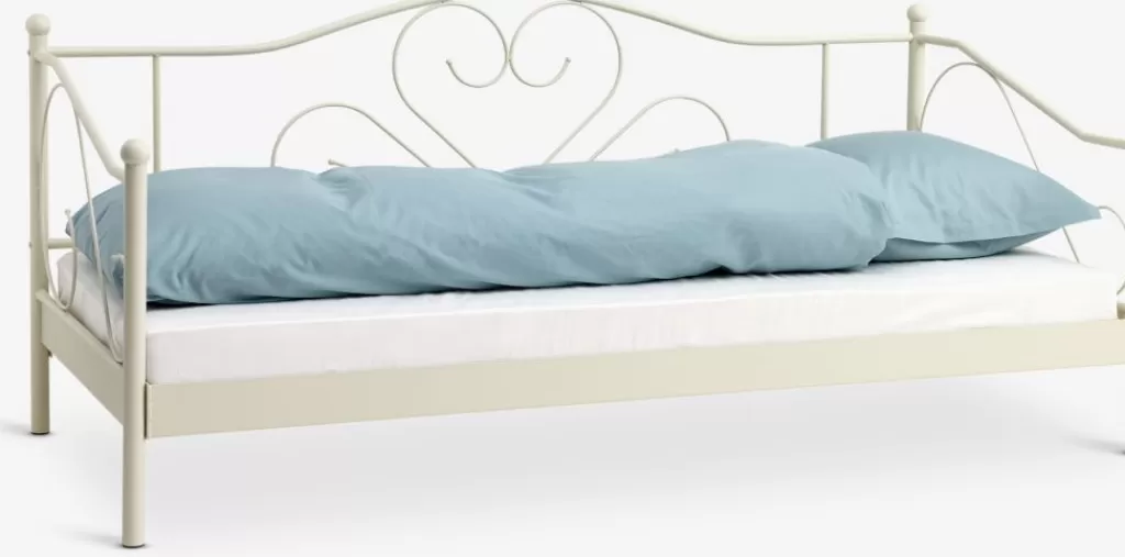 Discount RINGE Łóżko młodzieżowe 90x200 naturalna biel stal