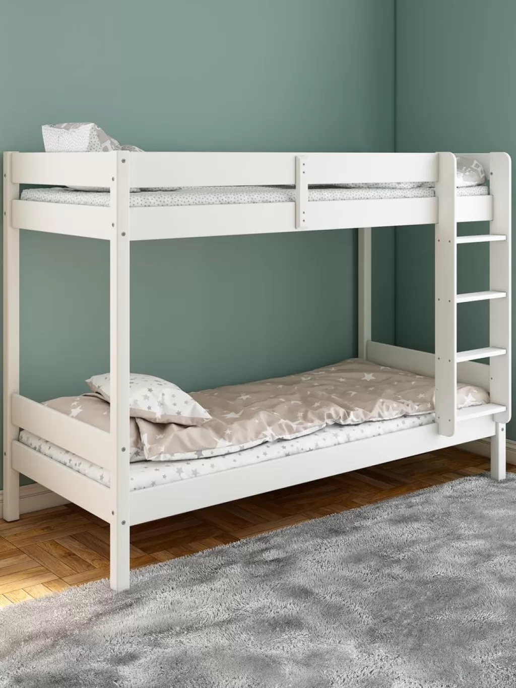 New VESTERVIG Łóżko piętrowe 2x90x200 z drabinką biały