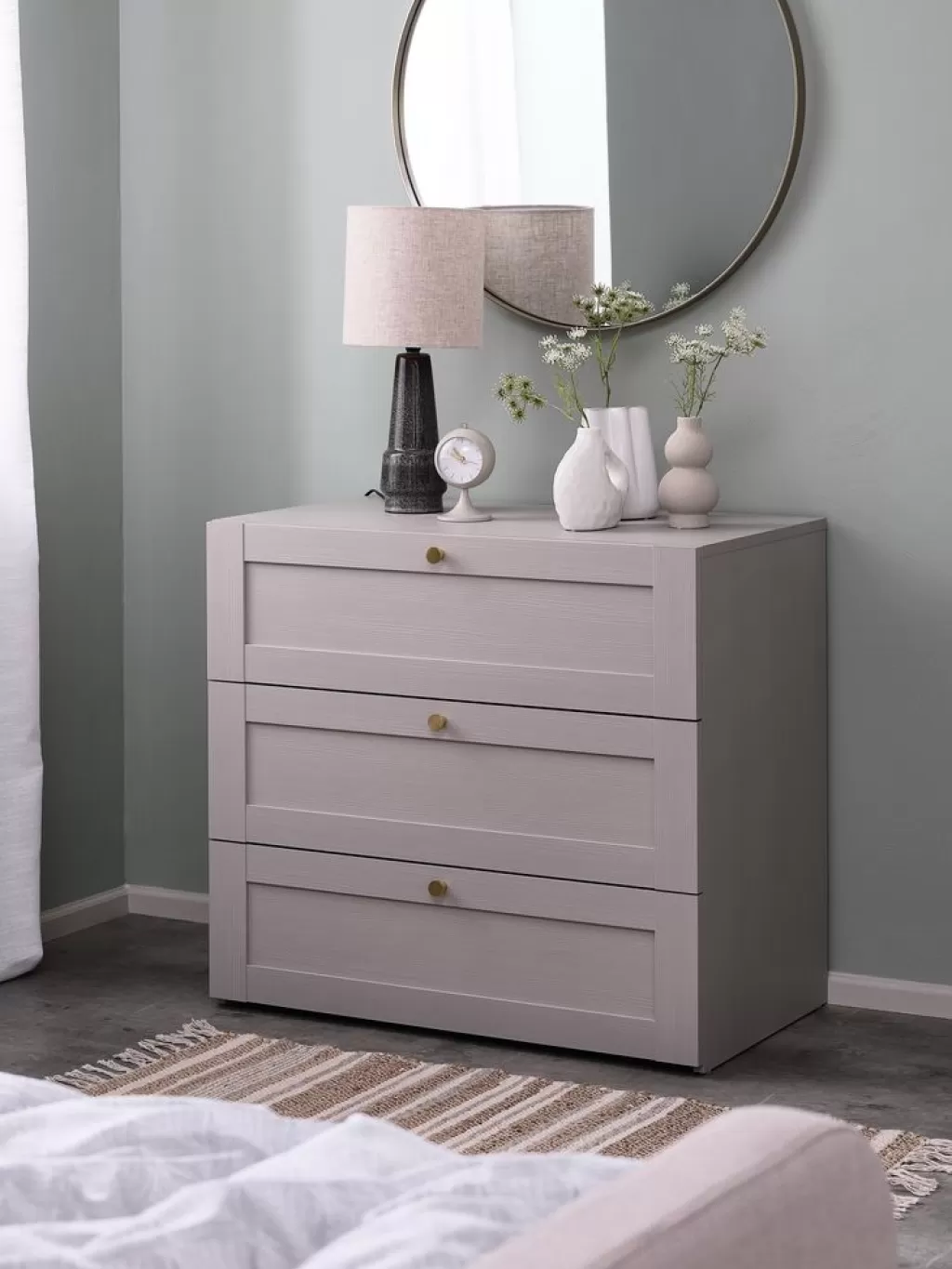 Hot FRAMLEV Komoda 3 szuflady grey szary