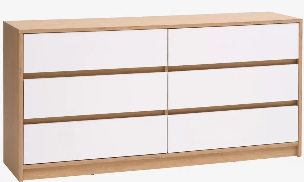 Outlet BILLUND Komoda 3+3 biały/dąb biały+dębowy