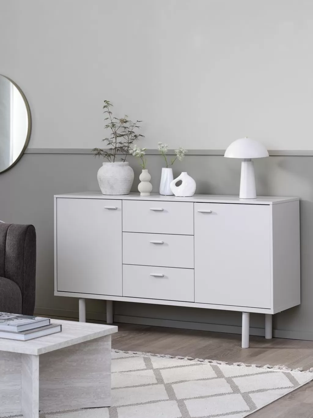Cheap BELLELUND Kredens 2 drzwi 3 szuflady beżowy