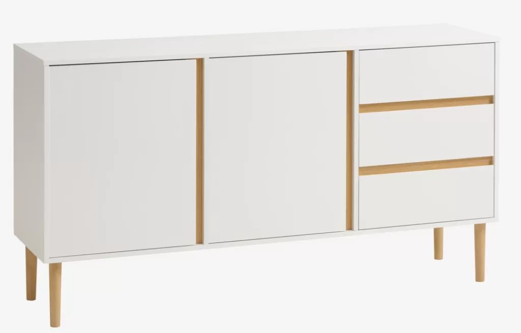 New FENSMARK Kredens 2 drzwi 3 szuflady biały/dąb