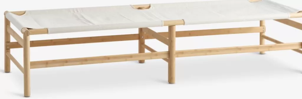 Cheap FRYDENDAL Leżanka 196x72 beżowy tkanina/bambus