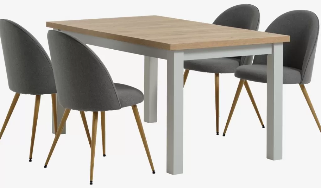 Flash Sale MARKSKEL + KOKKEDAL MARKSKEL D150/193 stół jasny dąb+4 KOKKEDAL krzesła dąb