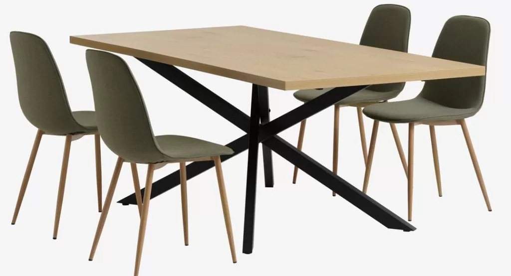 Store NORTOFT + BISTRUP NORTOFT D200 stół dąb + 4 BISTRUP krzesła oliwkowy