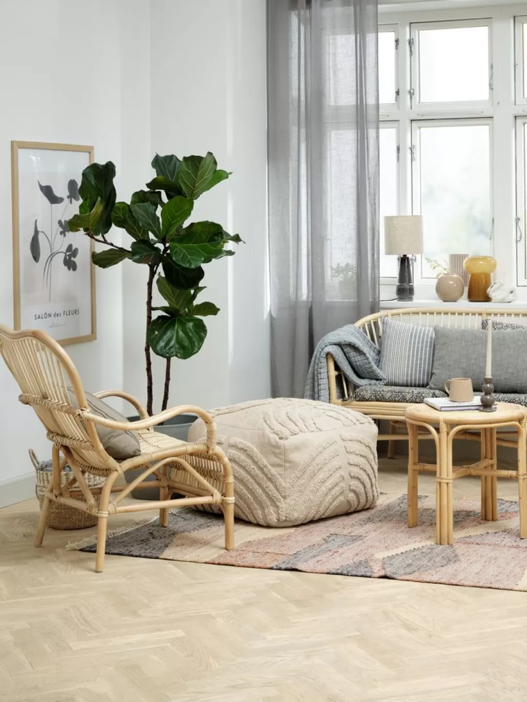 Store HYLKE Pufa 60x60 naturalny tkanina
