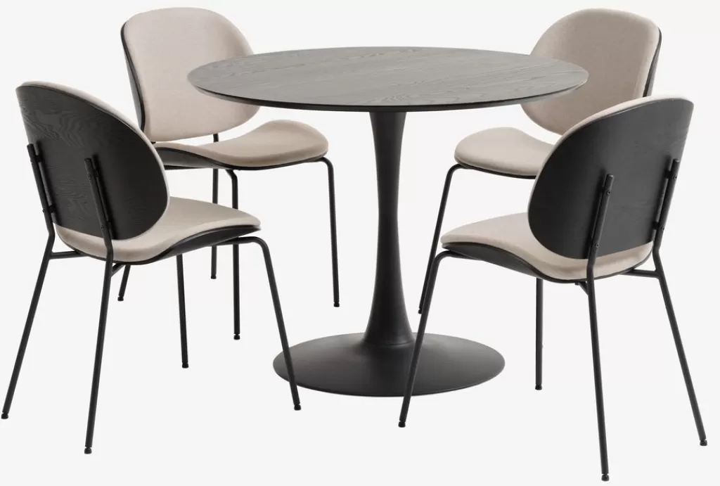 Shop RINGSTED + TESTRUP RINGSTED Ś100 stół czarny + 4 TESTRUP krzesła piaskowy
