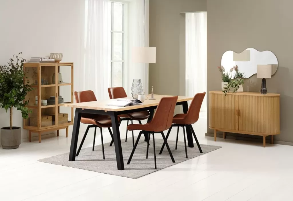Flash Sale SKOVLUNDE + HYGUM SKOVLUNDE D200 stół natural dąb+4 HYGUM krzesła koniak
