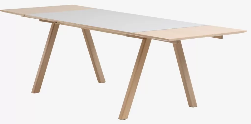 Online EGEBJERG Stół 90x160/250 jasnoszary/dąb