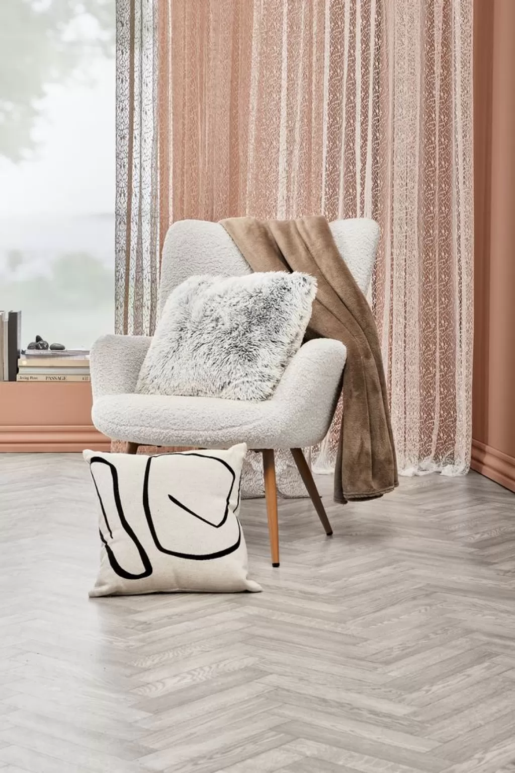 Flash Sale LURO Zasłona 1x140x300 pajęczyna piaskowy
